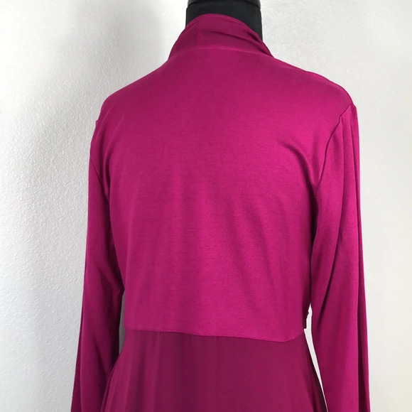 2/$30 LOGO LOUNGE by Lori Goldstein Cardigan Fuchsia Size Small Knit W/Chiffon - Picture 8 of 16